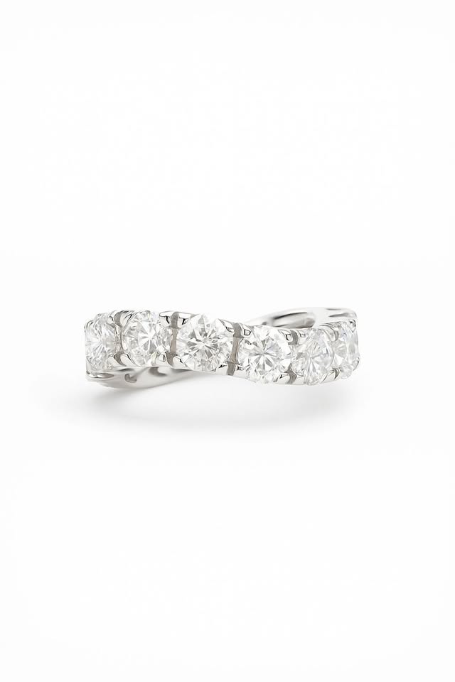 Anello Eternity ONDA Pietre cubic zirconia 5 mm taglio brillante
