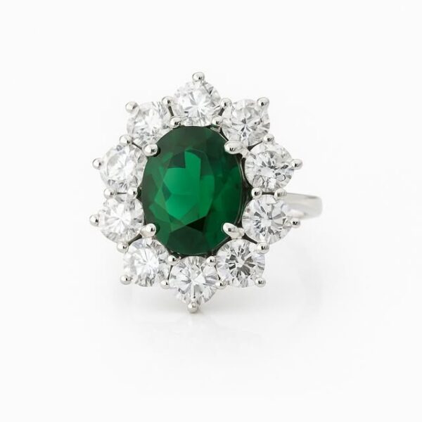 Anello Kate ovale  Argento 925 contornato da 10 splendide pietre bianche zirconi taglio brillante .  Grandezza anello mm 8x10