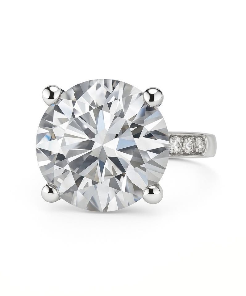 Anello MAXI SOLITARIO pietra 16 mm multi sfaccettata